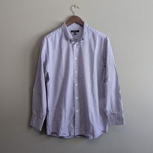 Structure Men’s Purple Check Button-Up Dress Shirt Size Large Lightweight Fitted